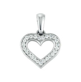 Pendentif coeur en or blanc 18 carats 750 avec 25 diamants